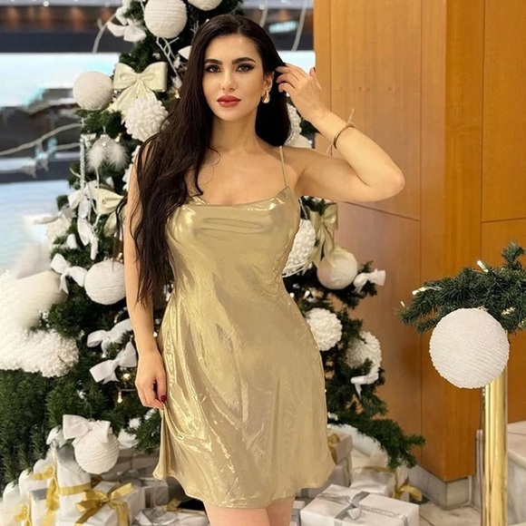 Zara METALLIC RHINESTONE STRAPPY MINI DRESS - Picture 11 of 16